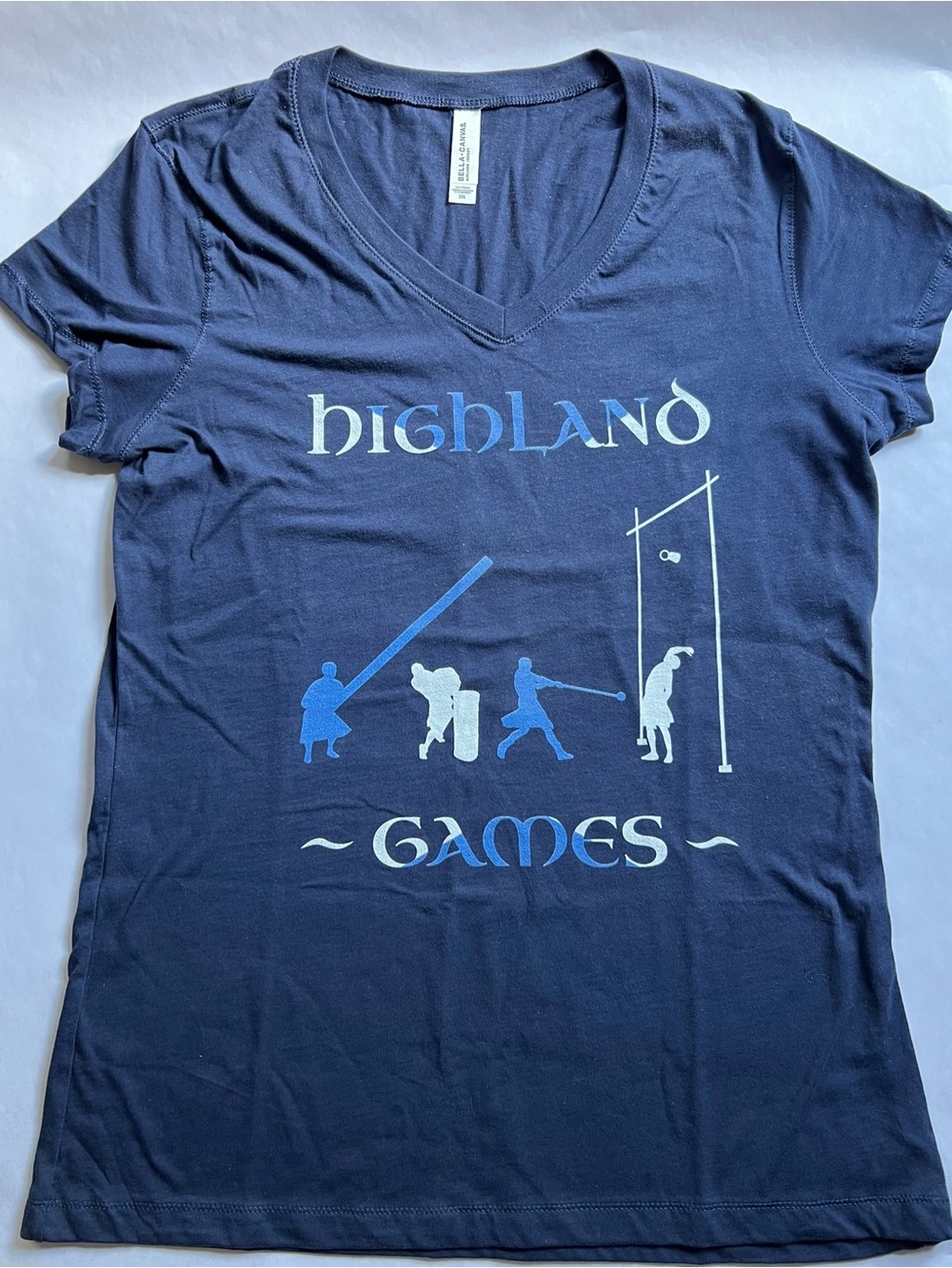 Highland Games Women’s V-Neck Fitted Short Sleeve Tee - Navy Blue, 2XL